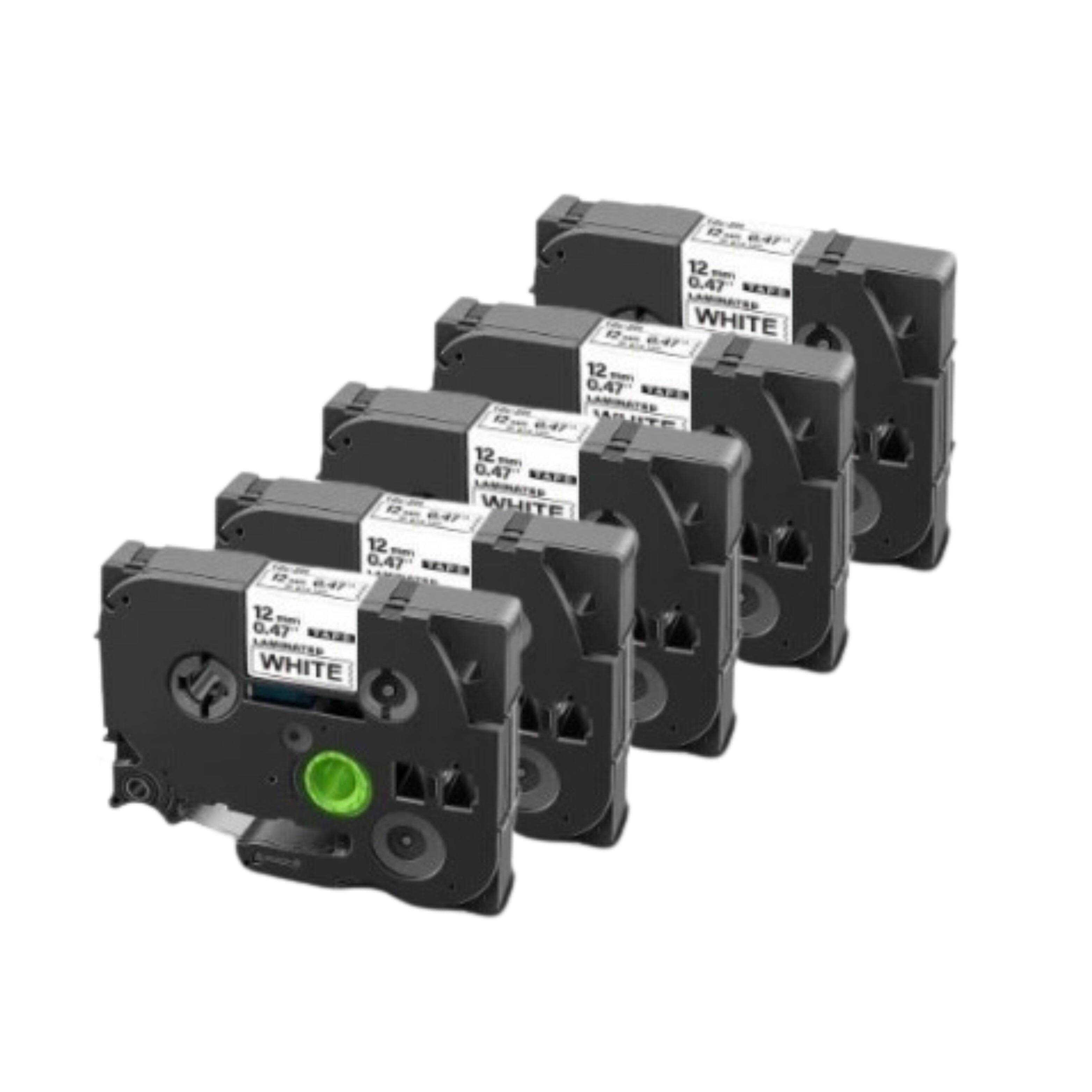 5 stk. Brother TZe231 Tape sort tekst på hvid – 12mm x 8m – Uoriginal