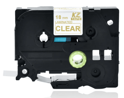 Brother TZe144 Tape Guld tekst på gennemsigtig tape – 18mm x 8m – Uoriginal