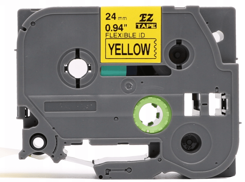 Brother TZeFX651 Tape sort tekst på gul tape Fleksibel – 24mm x 8m – Uoriginal