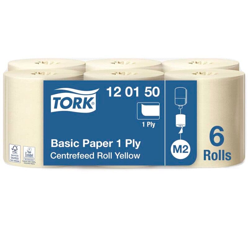 Tork Aftørringspapir Basic M2 1-lags 6 ruller (120150)