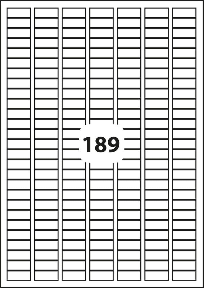 Universaletiketter 189 labels pr ark (25 x 10mm) 100 ark 18900 labels i alt