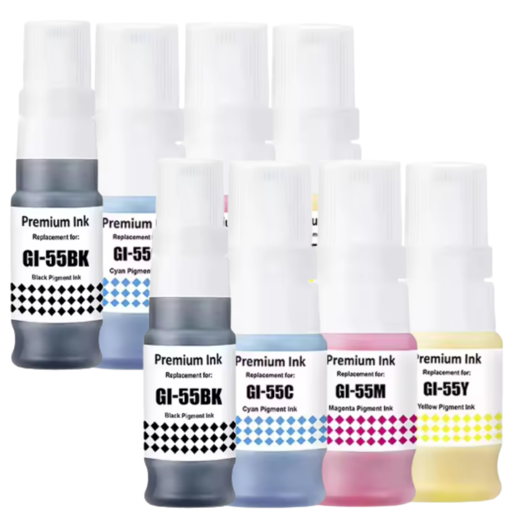 Paket med Canon GI-55 2x4 färger BK-C-M-Y refill 560 ml – alternativ