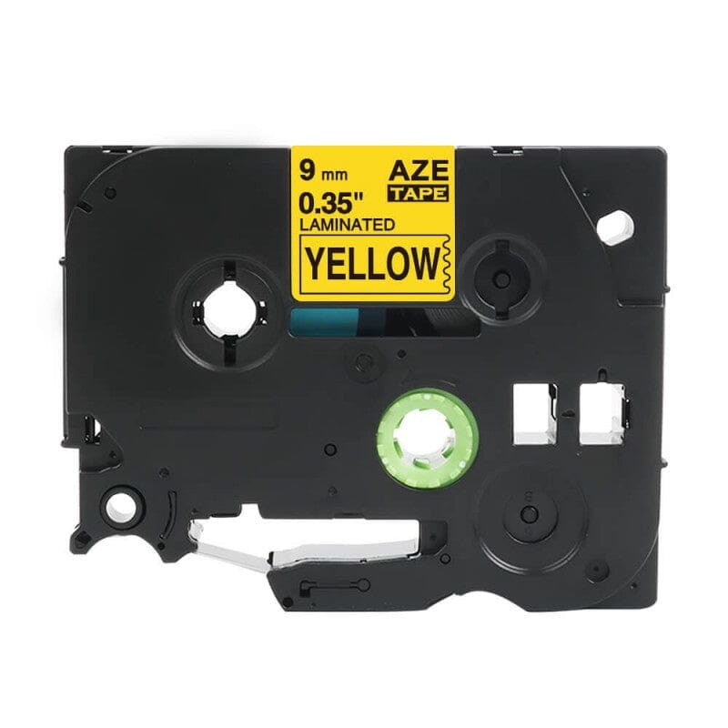 Brother TZe621 Tape Sort tekst på gul tape – 9mm x 8m – Uoriginal