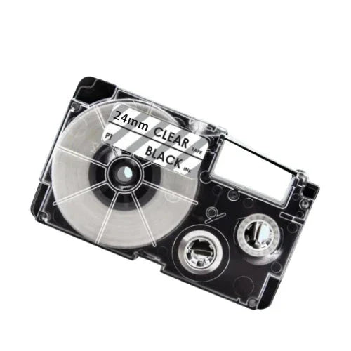 Casio XR-24X Sort tekst / Klar tape 24 mm x 8 m tape - Kompatibel