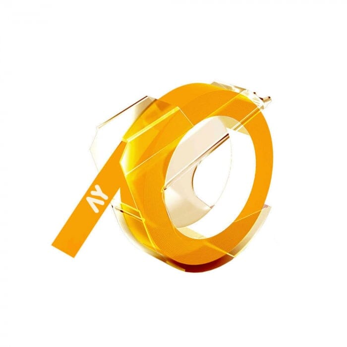 Dymo 3D tape hvid på gul plastiktape – 9mm x 3m, S0898170, Kompatibel